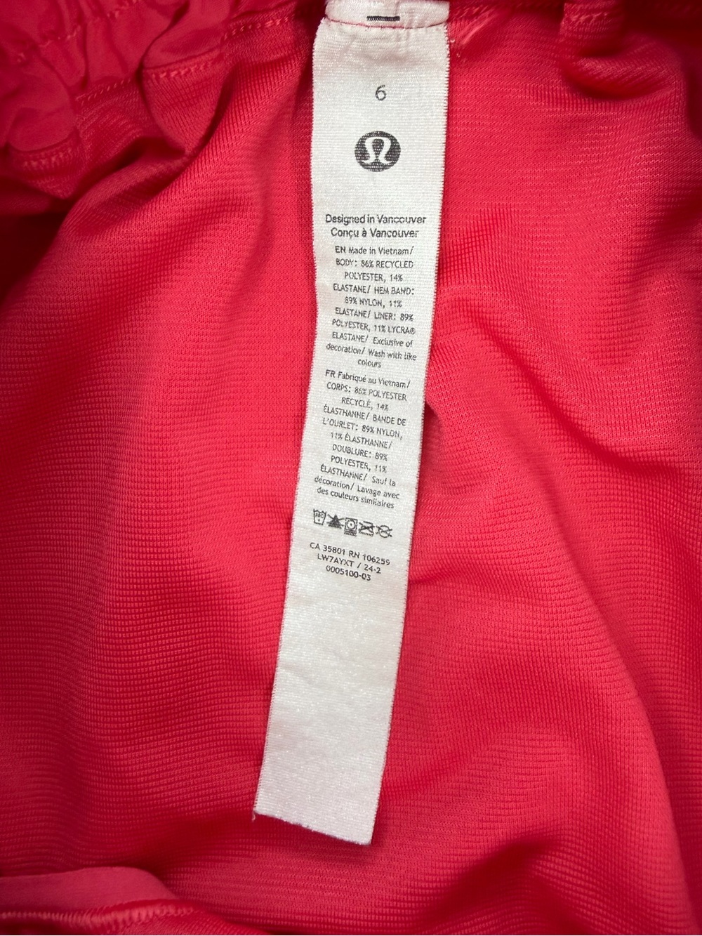 LULULEMON Hotty Hot HOT Pink High Rise Running Shorts Glaze Pink 4β Long Size 6 - Picture 7 of 8